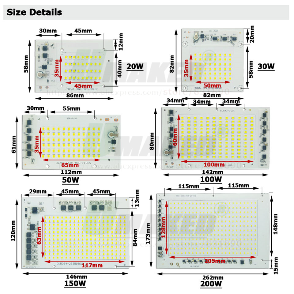 AC220V LED PCB 20W 30W 50W 100 - Flood Tray Table ulasan dan harga